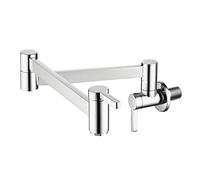 Rubinetto da parete girevole a 360° in ottone per acqua fredda, doppia maniglia, pieghevole, design unico cromato per risparmiare spazio e stile moderno