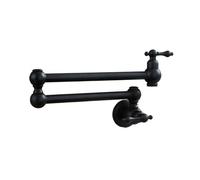 Rubinetto da parete in ottone, lavello singolo da cucina, doppio snodo, braccio girevole estensibile, beccuccio girevole, rubinetto pieghevole for lavaggio Funzionamento flessibile(Black Type)