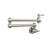 Rubinetto da parete in ottone, lavello singolo da cucina, doppio snodo, braccio girevole estensibile, beccuccio girevole Con controllo di flusso(Brushed Type)