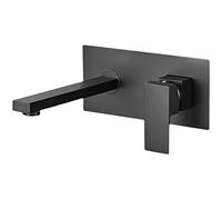 Rubinetto da parete in rame nero con ingresso acqua calda e fredda nascosto, design elegante per bagni moderni, finitura argento