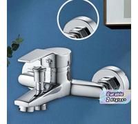 Rubinetto da parete per bagno in lega di zinco nero, monocomando, doppio scarico, miscelatore acqua calda e fredda, moderno, per lavandino da parete, lavabo da bagno, nero opaco, antiruggine, rubinett