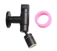 Rubinetto da parete per piscina per casa e giardino, struttura in ottone con rotazione a 720 gradi, solo acqua fredda, progetto salvaspazio da 4,5 cm (nero)