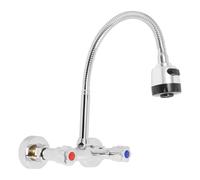 Rubinetto da parete, tubo girevole a 360° (45 cm), rubinetto da parete in ottone con 2 modalità di uscita dell'acqua (modalità colonna d'acqua + modalità doccia)