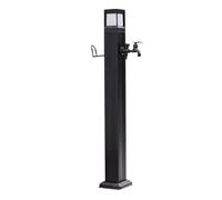 Rubinetto da pavimento con supporto, Solar Powered Garden Outdoor Faucet Pillar Light With Dual Water Inlet LED 28.9-44.6in(44.6in/113.5cm)