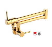 Rubinetto da pieghevole a parete in ottone con filettatura G1/2", monoforo per lavello con acqua fredda, dotato di doppia maniglia e braccio oscillante girevole per