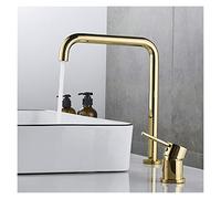 Rubinetto del bacino Bagno Super Lungo Tubo Due fori in oro rosa/nero Rubinetto del bagno rubinetto rubinetto rubinetto 360 rotante widespread basin nero(Gold)