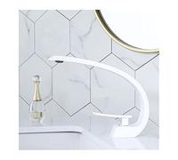Rubinetto del bacino del bacino Miscelatore da bagno moderno Tap spazzolato in oro lavabo in oro rubinetto rubinetto singolo impugnatura foro caldo e freddo cascata falce(White)