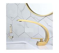 Rubinetto del bacino del bacino Miscelatore da bagno moderno Tap spazzolato in oro lavabo in oro rubinetto rubinetto singolo impugnatura foro caldo e freddo cascata falce(Gold)