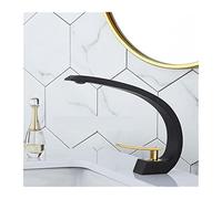 Rubinetto del bacino del bacino Miscelatore da bagno moderno Tap spazzolato in oro lavabo in oro rubinetto rubinetto singolo impugnatura foro caldo e freddo cascata falce(Black and gold)