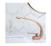 Rubinetto del bacino del bacino Miscelatore da bagno moderno Tap spazzolato in oro lavabo in oro rubinetto rubinetto singolo impugnatura foro caldo e freddo cascata falce(Rose gold)