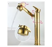 Rubinetto del bacino del bagno con la testa della doccia Miscelatore del lavello dell'oro del rubinetto dell'olio nero spazzolato Hot & a freddo Ugello spray rotante caldo Design unico(Gold)