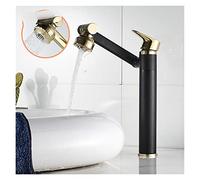 Rubinetto del bacino del bagno con la testa della doccia Miscelatore del lavello dell'oro del rubinetto dell'olio nero spazzolato Hot & a freddo Ugello spray rotante caldo Design unico(Black and gold)