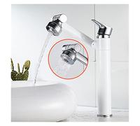 Rubinetto del bacino del bagno con la testa della doccia Miscelatore del lavello dell'oro del rubinetto dell'olio nero spazzolato Hot & a freddo Ugello spray rotante caldo Design unico(White)