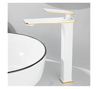 Rubinetto del bacino Miscelatore da bagno moderno rubinetto bianco e oro/cromato lavandino caldo freddo(Style 12)