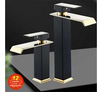 Rubinetto del bacino rubinetto a cascata oro e nero rubinetto del bagno in ottone rubinetto del bagno rubinetto del miscelatore rubinetto del lavandino caldo e freddo black oil short