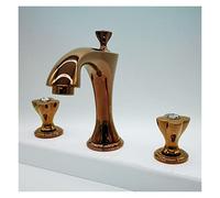 Rubinetto del bacino rubinetto in oro da bagno a 3 fori Widespread basin miscelatore in ottone caldo e freddo in acqua(Rose gold)