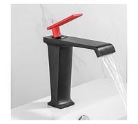 Rubinetto del bacino rubinetto nero lavandino singolo foro in oro deck vintage lavaggio caldo miscelatore a freddo(Black and red)