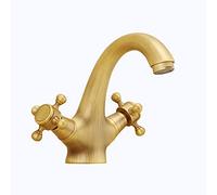 Rubinetto del bagno in ottone retrò, doppia maniglia, rubinetto lavandino in antico 1 foro, rubinetti vintage for lavabo, nero B(Antique B)