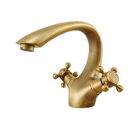 Rubinetto del bagno in ottone retrò, doppia maniglia, rubinetto lavandino in antico 1 foro, rubinetti vintage for lavabo, nero B(Antique A)