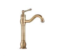 Rubinetto del bagno Ottone antico, Miscelatore for lavabo monocomando montato sul ponte caldo e freddo con beccuccio lungo, alto(Antique Brass Tall)