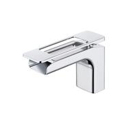 Rubinetto del bagno, Rubinetto da bagno a cascata, miscelatore per lavabo con display a LED luce di rilevamento della temperatura a 3 colori, calda e fredda(Plating)