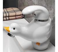 Rubinetto del cartone animato in ceramica/lavandino del lavandino da bagno/cucina fredda - tappo di bacini di acqua calda con tubo di ingresso dell'acqua in acciaio inossidabile,B