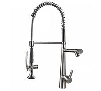 Rubinetto del kiten titole titoletta a 360 ° rubinetto per il lavandino kiten con spruzzatore a tiraggio, manico singolo in ottone solido commerciale toccata per acqua calda e fredda, nero (colore: