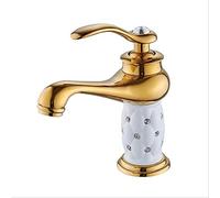 Rubinetto del lavandino da Bagno a Manico Singolo Tocco in Ottone con Design Diamante Caldo e Freddo Mixer cromata Finitura per bacini Eleganti Un Oro