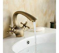 Rubinetto del lavandino da bagno in ottone antico, mixer a doppia maniglia in bronzo solido per cucina e bagno, rubinetti del bacino resistente, stile vintage, facile controllo
