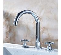 Rubinetto Del Lavandino Del Bagno 3 Fori Con Due Maniglie Supporto Per Ponte Miscelatore Per Lavabo Freddo E Caldo Rubinetto Per Lavabo Cromo Lucido