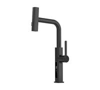 rubinetto del lavandino in cucina, Rubinetto da cucina a pioggia con maniglia singola in ottone, doccetta estraibile e display LED della temperatura(Black)