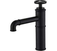 Rubinetto del Lavandino Rubinetti Tutto Il Rubinetto Fengshui Industriale Nero Rame Lavabo retrò Rosso Caldo E Freddo sopra Il Rubinetto del Lavabo del Bancone, Black Short Style