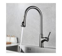 Rubinetto del lavello da cucina con display digitale a LED, rubinetto da cucina in ottone a 2 funzioni con spruzzatore a tiro verso il basso, rubinetti per lavello da cucina a foro singolo, bianco