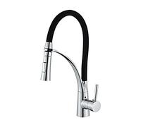 Rubinetto del lavello da cucina con spruzzatore a tiro verso il basso, tizio del lavello della cucina girevole, tocco contemporaneo a maniglia singola e mixer d'acqua fredda, finitura a placcatura