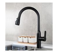 Rubinetto del lavello kiten, rubinetto kiten con spruzzatore a tiro verso il basso e rubinetti a 2 funzionalità a 2 funzionalità ad arco ad alto manico per lavello da bar, spazzolato D (nero) Beauty