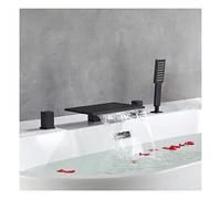 Rubinetto del Rubinetto del Rubinetto della Vasca da Bagno della Vasca da Bagno con Tocco di Vasca con Vasca per Doccia Portatile, 2 Maniglie 4 Fori, Acqua Calda e Fredda, Nero (Nero a)
