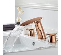Rubinetto del rubinetto spazzolato per bagno in oro spazzolato 3 buche mixer a bacino oro rosa diffuso TACCA CHE CASCA CASA CHE NUOVO (Oro rosa) LWX