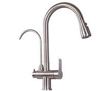 Rubinetto della cucina a 3 vie con spray estraibile telescopico in acciaio inossidabile 3 in 1 acqua pura bevanda diritta rotazione acqua calda e fredda rubinetti lavello da cucina spazzolato