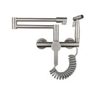 Rubinetto della cucina con pistola a spruzzo Riempitore for vaso a doppio snodo for lavello Montaggio a parete Miscelatore pieghevole a scomparsa Braccio oscillante(2 Mode)