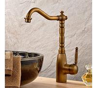 Rubinetto della Cucina Miscelatore Acqua Calda E Fredda A Snodo Pieno in Rame Rubinetto Lavello da Cucina Maniglia Singola con Aeratore Girevole, Soldi Antichi Antichi
