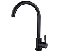 Rubinetto Della Cucina Miscelatore Acqua Calda E Fredda Rubinetto Del Lavello Della Cucina Rondella Universale Calda E Fredda Rubinetto Rotante In Acciaio Inossidabile 304 Maniglia Singola Nera,Nero 7