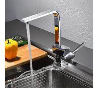 Rubinetto della Cucina Miscelatore Acqua Calda e Fredda Rubinetto lavello della Cucina Lavabo per Verdure Girevole Senza Piombo Maniglia Quadrata Singola con aeratore Snodo Singolo