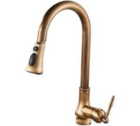 Rubinetto della Cucina Rame Retro Bacinella per Verdure Estraibile Lavello a Scomparsa Acqua Calda e Fredda (Vaso Estraibile in Oro)
