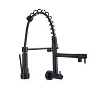 Rubinetto della cucina Rubinetto estraibile Ottone Molla universale Cucina fredda singola Doppia uscita a parete Piatto Rubinetto for lavabo LK-014(Schwarz)