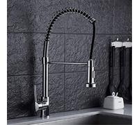 Rubinetto della cucina Rubinetto in nichel spazzolato Estraibile tutt'intorno Girevole Rubinetto miscelatore uscita acqua a 2 funzioni con montaggio su piano, Nichel spazzolato/Cromo Stabilize