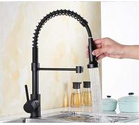 Rubinetto della cucina Rubinetto in nichel spazzolato Estraibile Tutto intorno Girevole Rubinetto miscelatore uscita acqua a 2 funzioni con montaggio su piano, Nichel spazzolato/Nero Stabilize