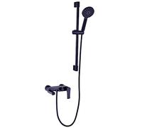 Rubinetto della vasca, 62 set di rubinetti per doccia in ottone, miscelatore ad acqua calda e fredda montata a parete, valvola di miscelazione nascosta, doccia a mano a tre funzioni ABS, nero LWX