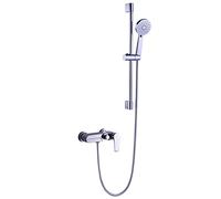 Rubinetto della vasca, 62 set di rubinetti per doccia in ottone, miscelatore ad acqua calda e fredda montata a parete, valvola di miscelazione nascosta, doccia a mano a tre funzioni ABS, nero LWX