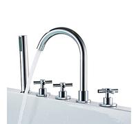 Rubinetto della vasca, set da cinque pezzi TACCO CHOTTO E ACQUA CREDDA, RUCCHETO DEL BASINO DI ROTAZIONE A 360 °, rubinetto del bagno a scissione in rame con doccia estraibile, elettroplando LWX