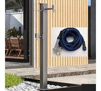 Rubinetto dell'acqua da esterno - Supporto verticale per tubo flessibile - Rubinetto resistente al gelo montato a terra - Finitura grigia durevole per un facile accesso all'acqua nel tuo giardino